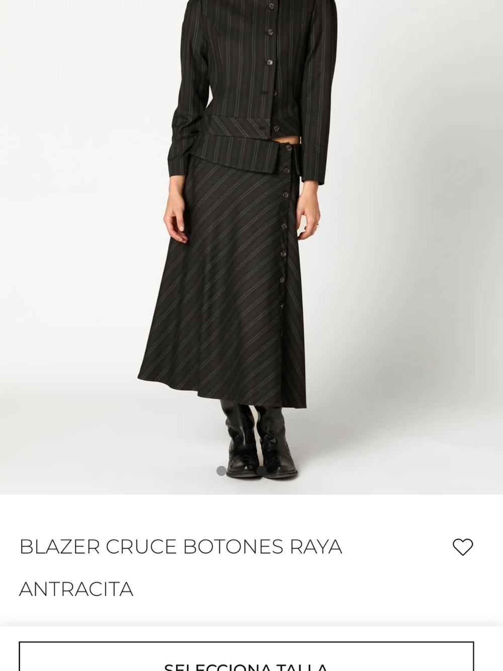 Antracita Pinstripe Maxi Skirt with Side Buttons